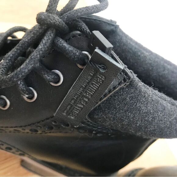 EXPRESS Black Leather Oxford Ankle Boot Cap Toe Cuffed Dress Shoe Size‎ 8 New - Picture 7 of 14